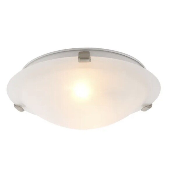 12 in. Flush Mount Ceiling Light Brushed Nickel Finish Alabaster Glass NIB - Picture 1 of 16